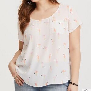 flamingo printed blouse.🦩